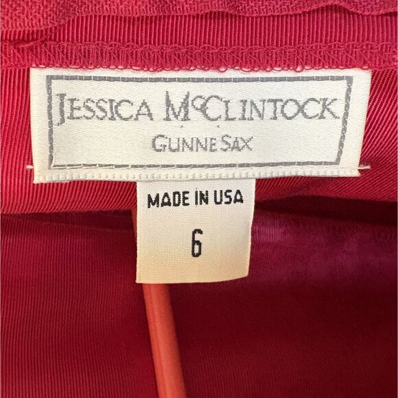 Vintage Jessica McClintock Gunne Sax Girls Christmas Party Dress 6 Red Lace Trim - Picture 5 of 12